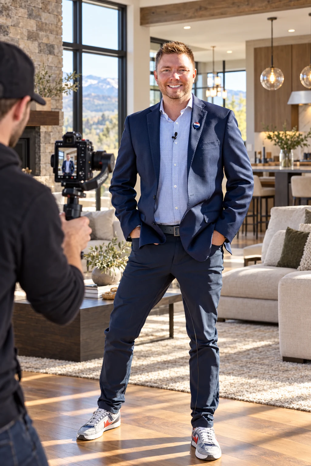 Dane working through a listing video with his professional media team