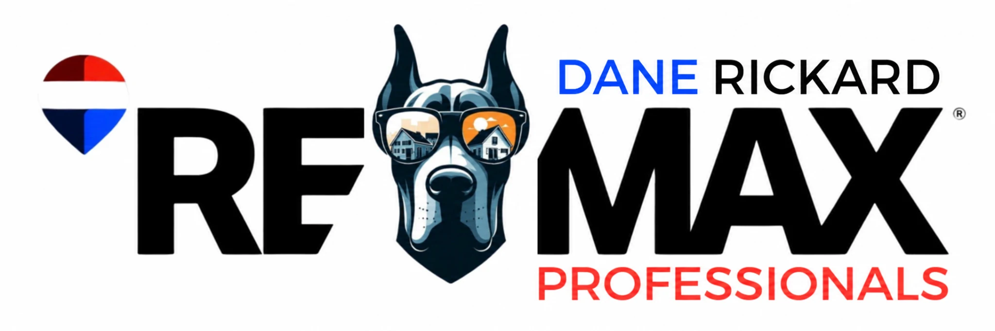 Dane Rickard REMAX Professionals logo featuring a Great Dane