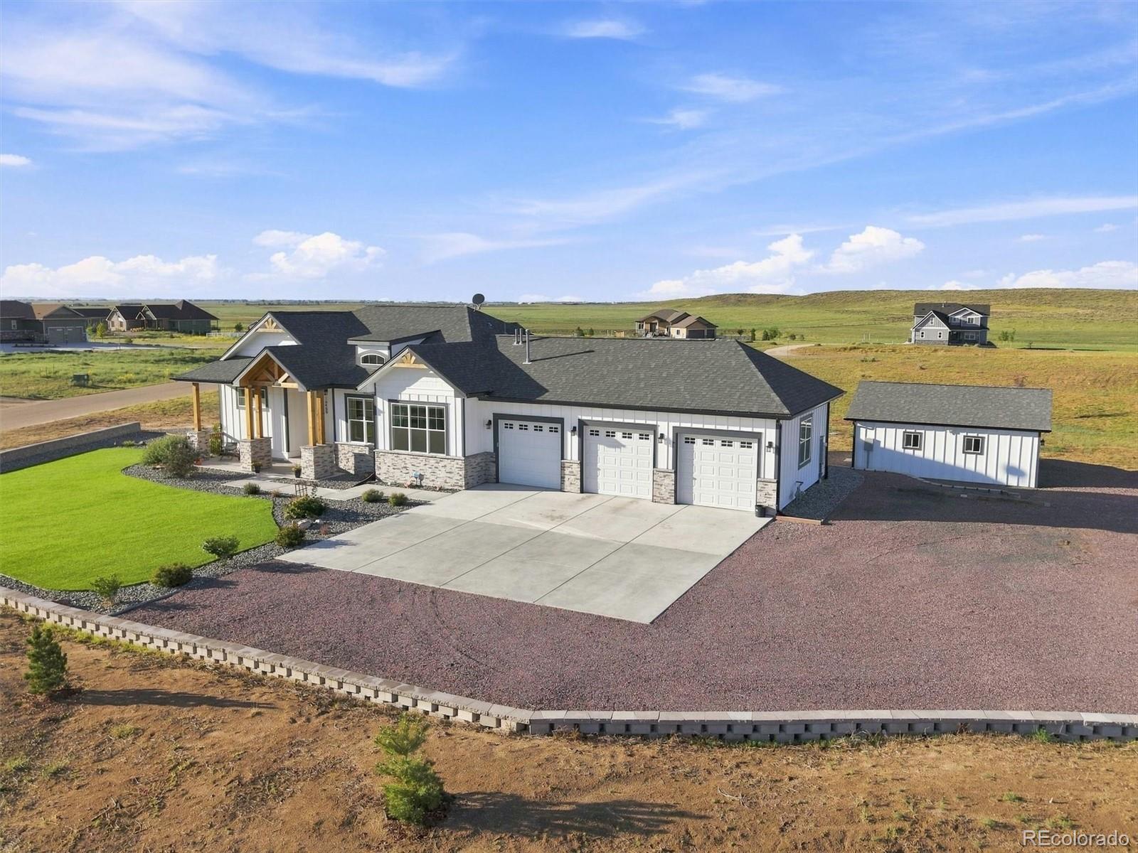 Elevated exterior photograph of Dane Rickard’s listing at 16469 Stoneleigh Road S, Platteville