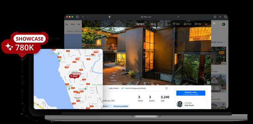 Zillow Showcase example displayed on a laptop and phone